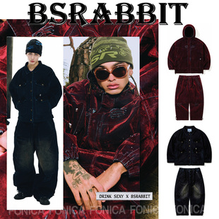 2526BSRABBIT韩国滑雪服衣连帽男女款单板双板拉链牛仔蓝色红色