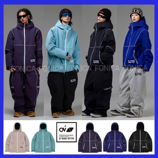 单板双板拉链保暖连帽3L粉色 2526OVYO韩国滑雪服防水防风衣男女款