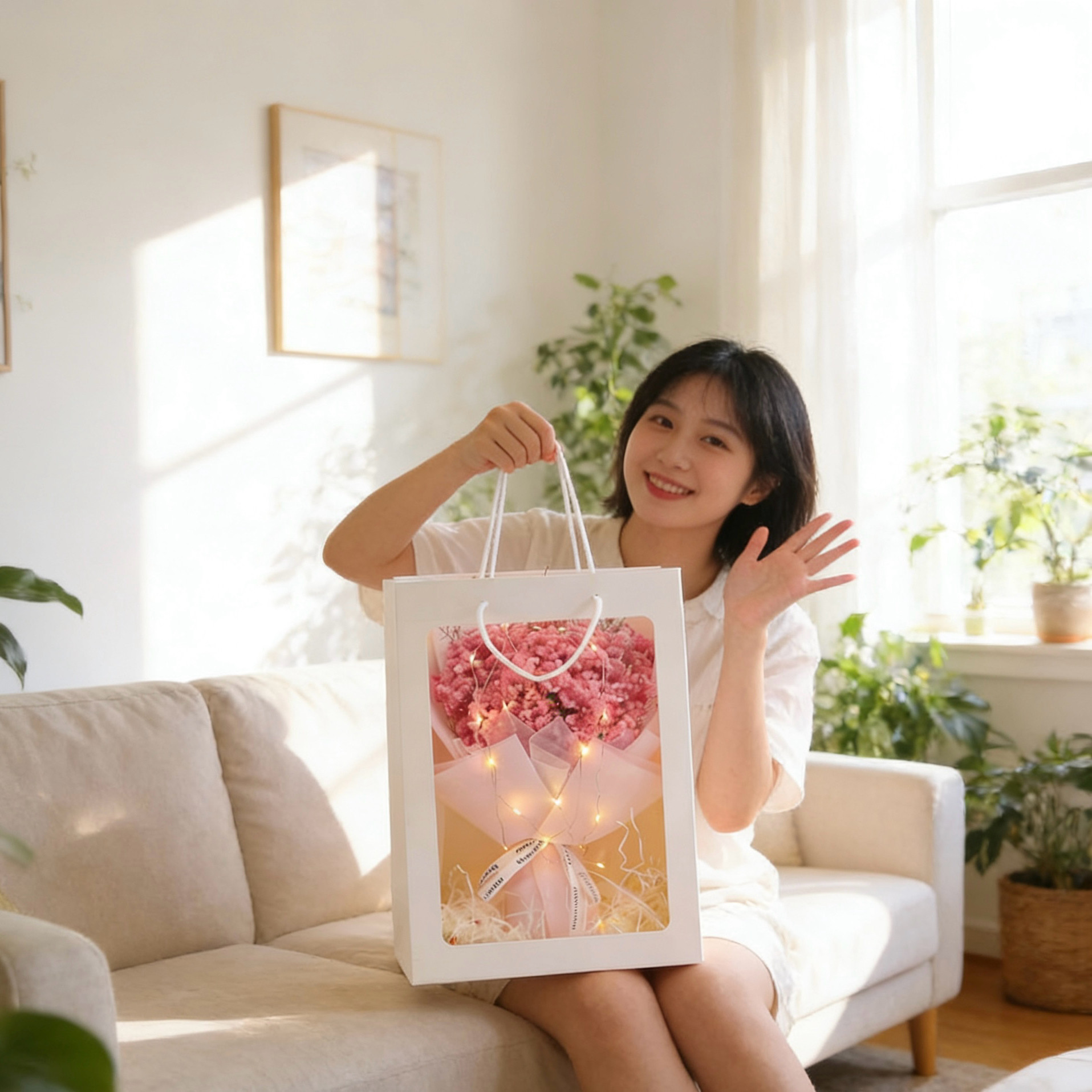 满天星永生花束礼盒生日母亲节
