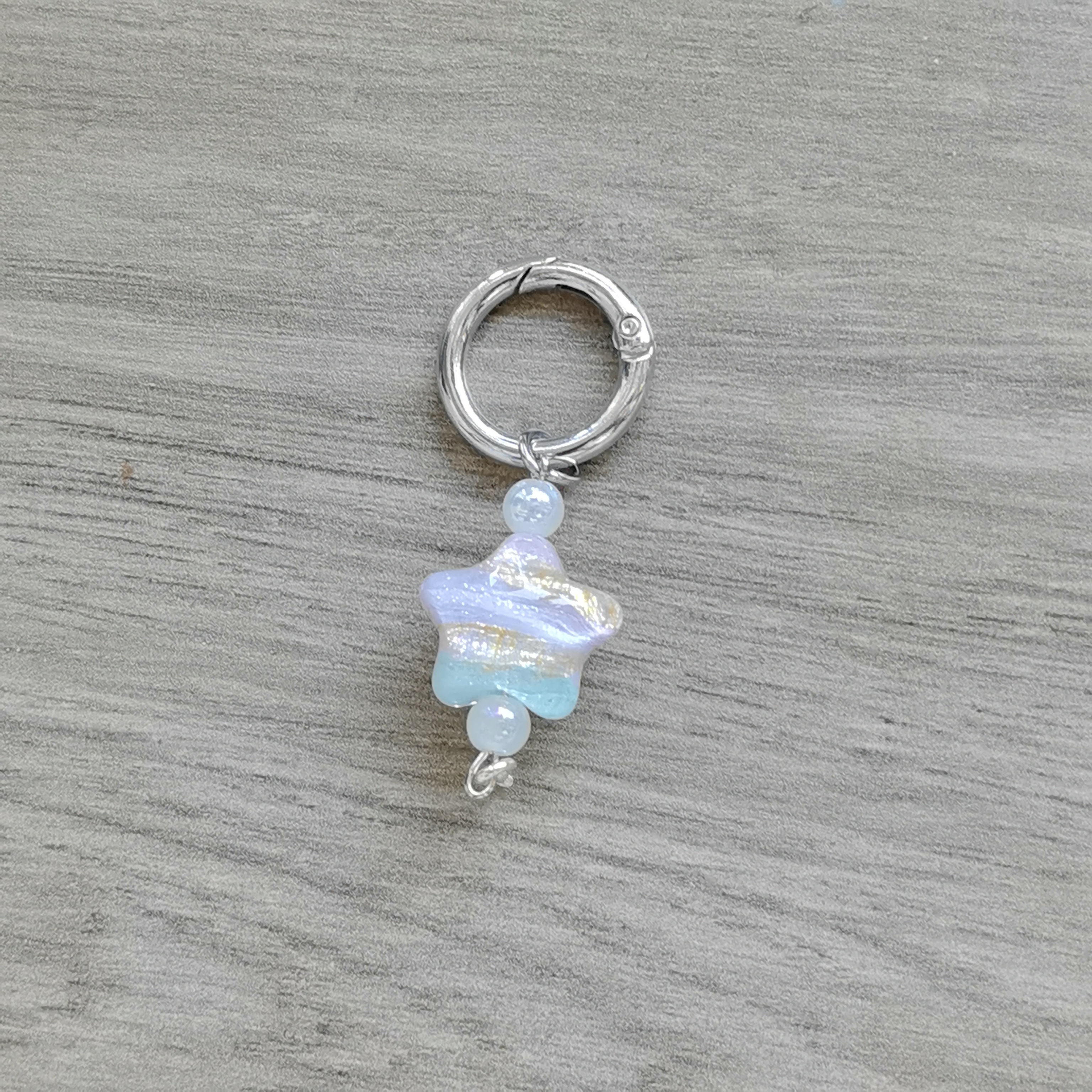 新款珠珠DIY手工配件油画星星带羊角钉提溜包挂钥匙扣挂件