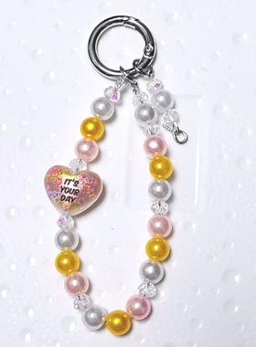 新款爱心珠珠钥匙扣挂件包包挂饰钥匙链挂件