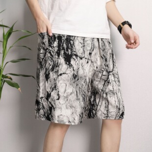 加肥加大裤 中青年人造棉短裤 衩沙滩裤 棉绸睡裤 夏款 家居休闲裤 男士