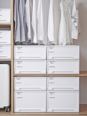 天马fits收纳箱抽屉式储物盒家用衣服衣物塑料透明衣柜整理特大号