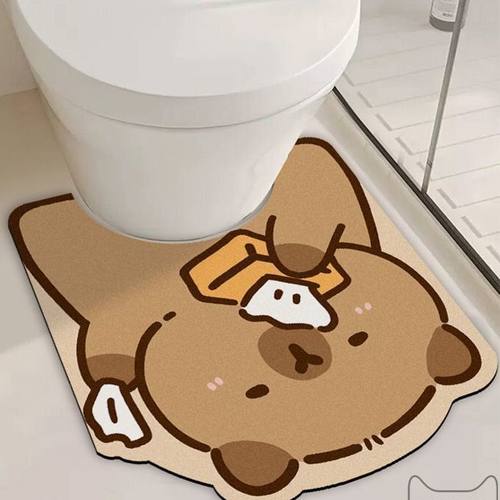 可爱卡通浴室吸水马桶脚垫卡皮巴