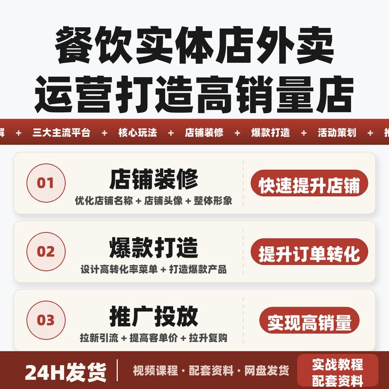 餐饮实体店从0到1精通外卖运营手把手教你打造高销量外卖店