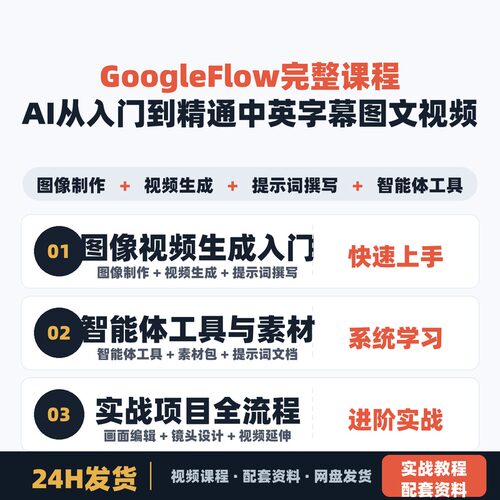 Google Flow完整课程 AI从入门到精通 中英字幕 图文视频生成