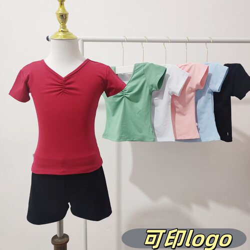 女童跳舞服装短袖短裤纯棉