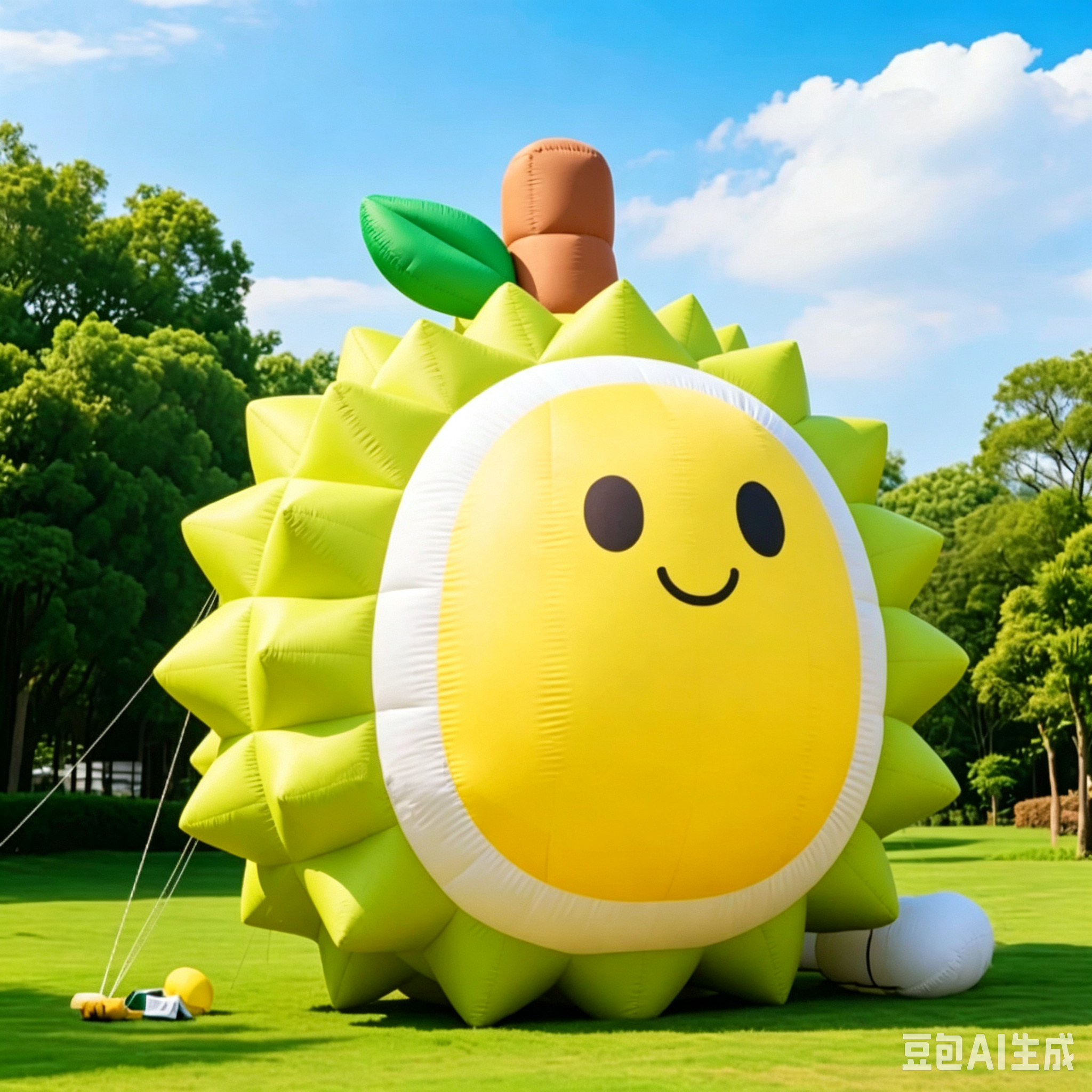 定制榴莲水果充气气模商场户外活动美陈装饰可爱表情榴莲肉气膜刺