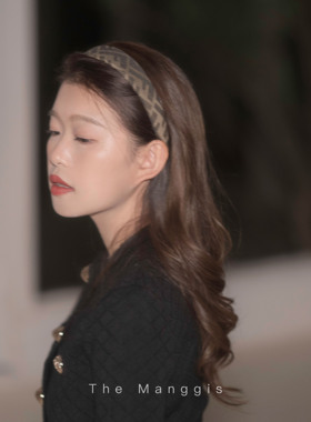 Manggis Carmen复古vintage经典老花发箍F字母双色海绵显脸小头箍