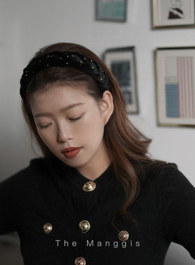 Manggis尘星 金属亮片丝绒绒面交叉发箍辫子编织头箍蝴蝶结发圈