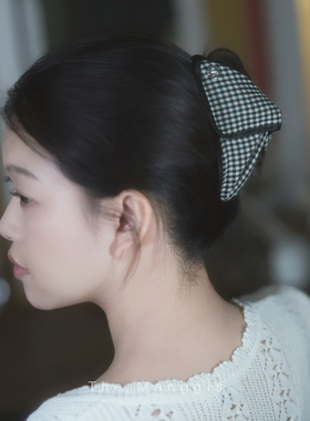 Manggis 法式三角抓夹格纹抓夹后脑勺鲨鱼夹发夹三角形通勤百搭