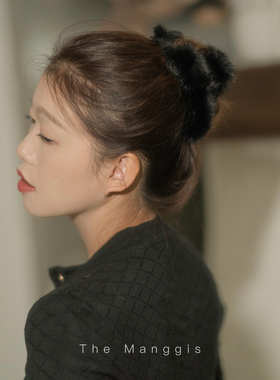 Manggis毛茸茸 秋冬可爱毛绒鲨鱼夹毛毛温暖后脑勺大号后脑勺抓夹