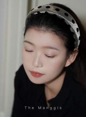Manggis Bubble波点光泽缎面少女发箍高颅顶显脸小海绵头箍春夏新