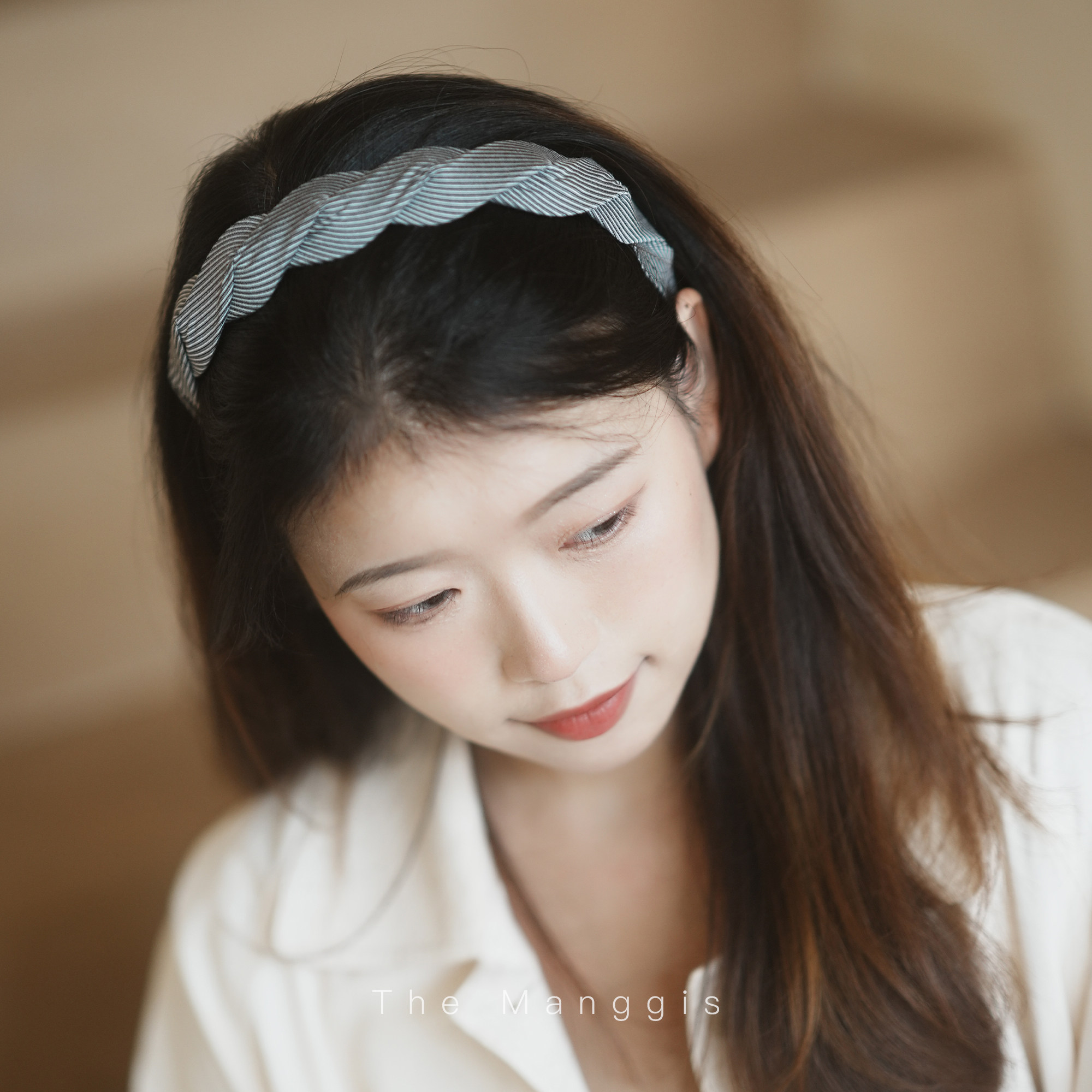 manggis mild法式条纹花瓣编织麻花交叉波浪发箍少女修饰脸型头箍