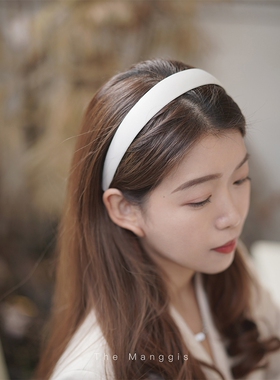 Manggis小宽边 经典缎面发箍发卡纯色法式复古简约防滑秋冬3cm