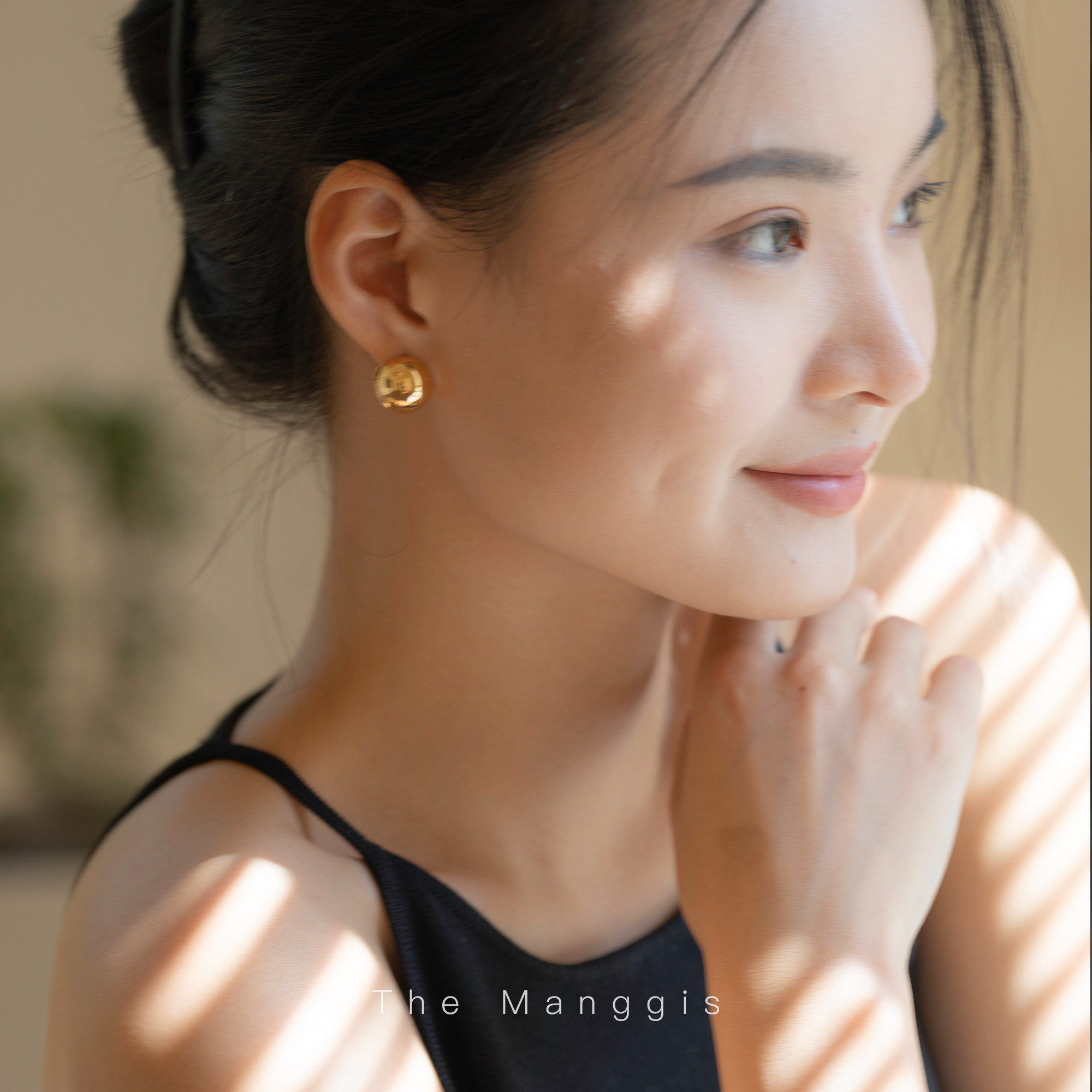 Manggis小金球 韩国fever同款chic基础耳环质感金色耳钉圆球极简