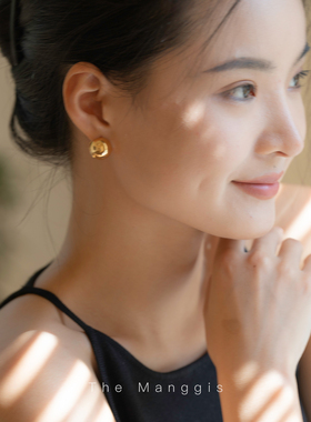 Manggis小金球 韩国fever同款chic基础耳环质感金色耳钉圆球极简