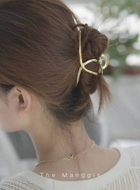 Manggis Gold镀金ins时髦金属竹节大号后脑勺发夹发抓抓夹鲨鱼夹