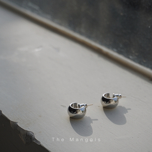 Manggis晨光 小银豆925银小圆圈镀金质感耳环迷你耳钉法式银针