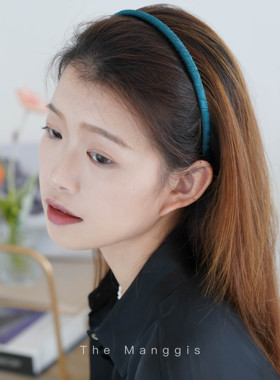 Manggis Entangle纯色简约褶皱光泽缎面细发箍碎发带齿防滑头箍新