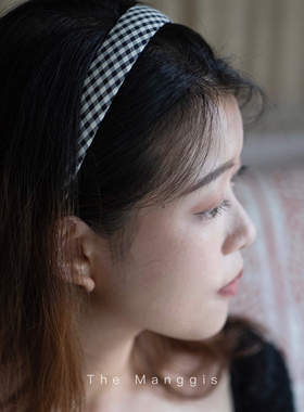 Manggis Vichy港风BM风JK风千鸟格纹格子防滑压发ins发饰经典发箍