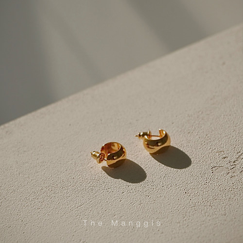 Manggis黄昏光晕法式小金珠耳环