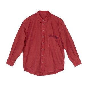 2025夏款红色纯棉上衣软滑凉感音乐家衬衫