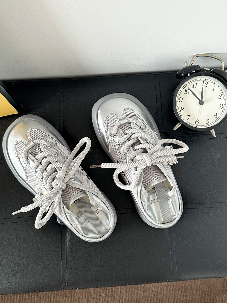 奶呼呼可踩脚半拖透气夏网面板鞋