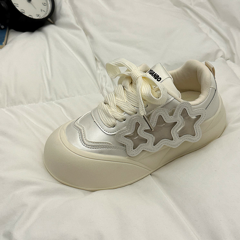 厚底泡芙面包鞋春秋可爱星星板鞋