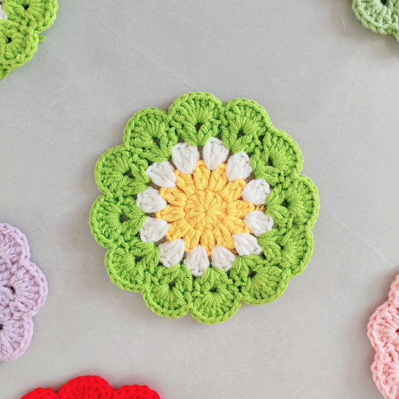 成品手工编织家用杯垫花朵钩针吸水花花隔热垫精梳棉线钩织茶垫,居家布艺,杯垫,淘宝优惠券,粉丝福利购,淘宝优惠卷