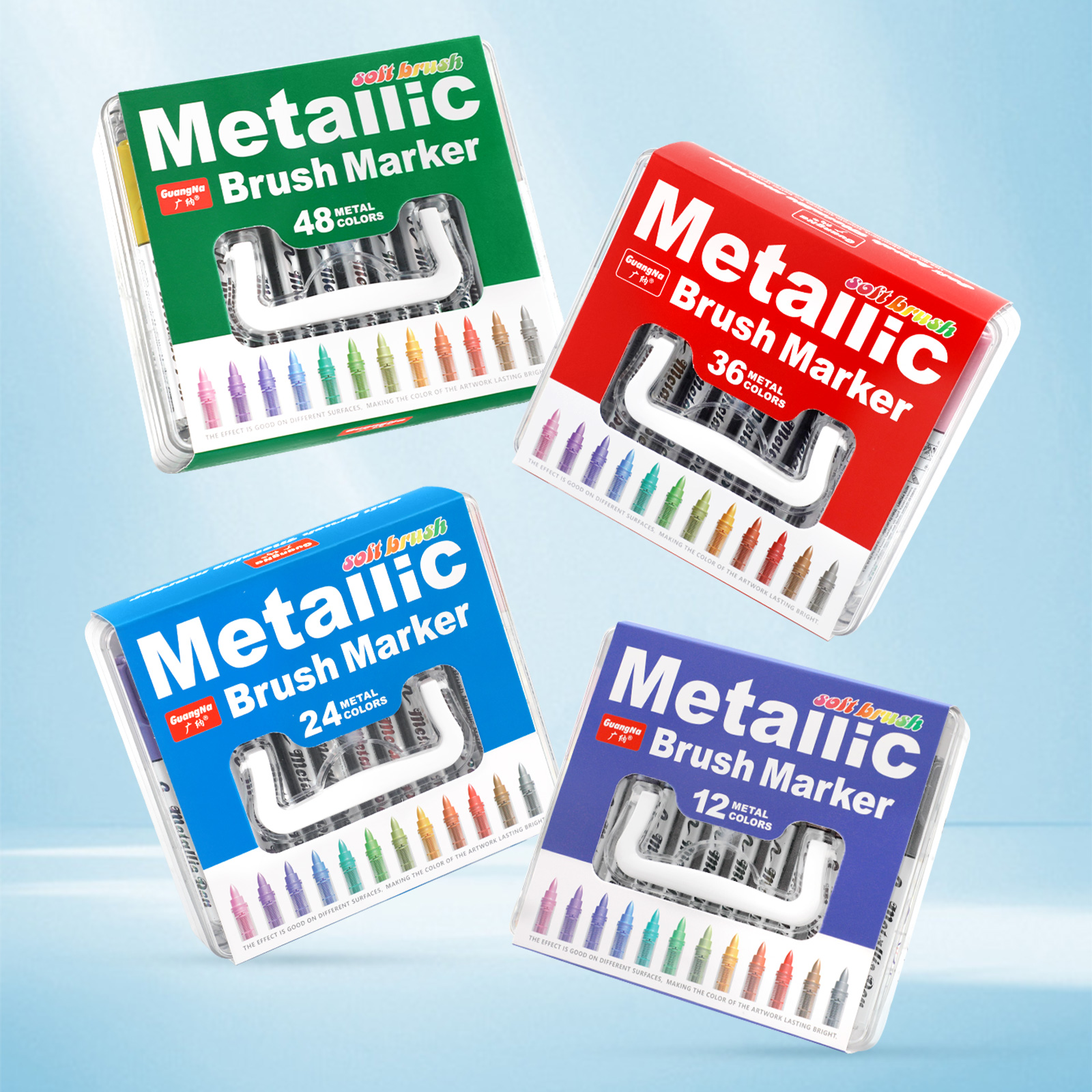 广纳彩色闪光直液式马克笔丙烯软头发光亮晶晶流沙银光变色做手账