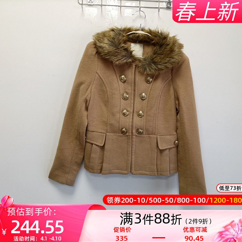 艾格2022秋冬新品女士外套大衣宽松毛呢显瘦舒适保暖时尚女Y1637