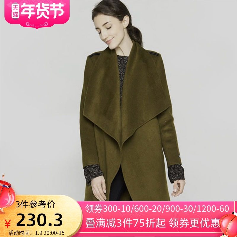 艾格冬季新品女装个性羊毛毛呢大衣外套Y675