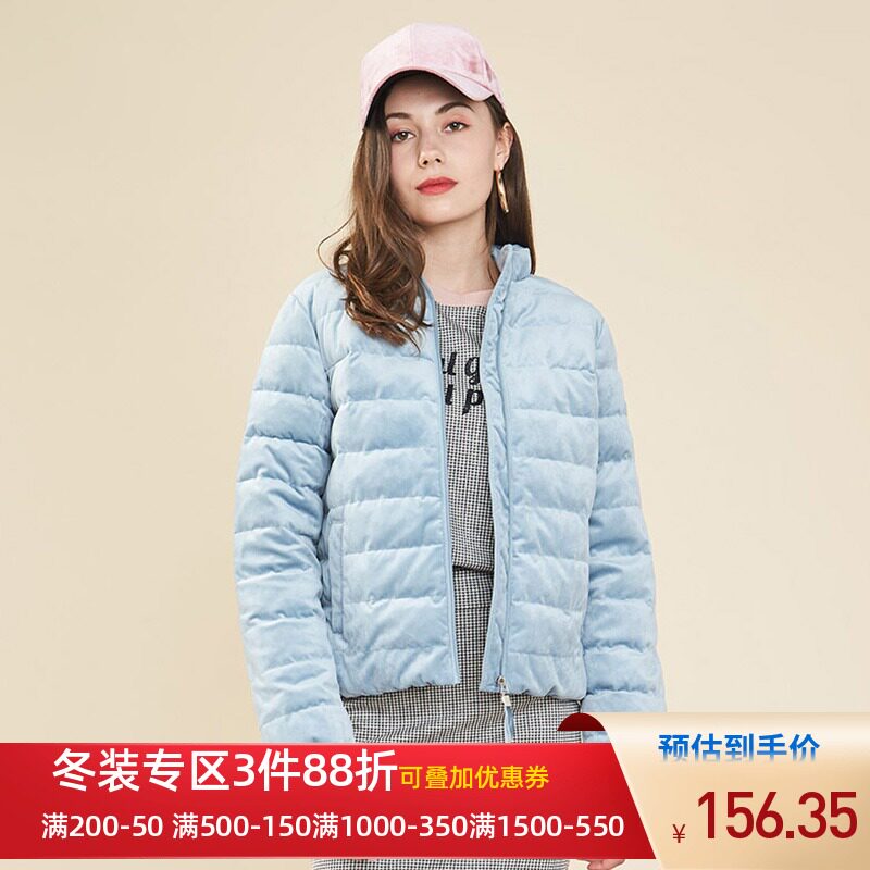 艾格冬季女装休闲个性百搭简约时尚棉服Y315