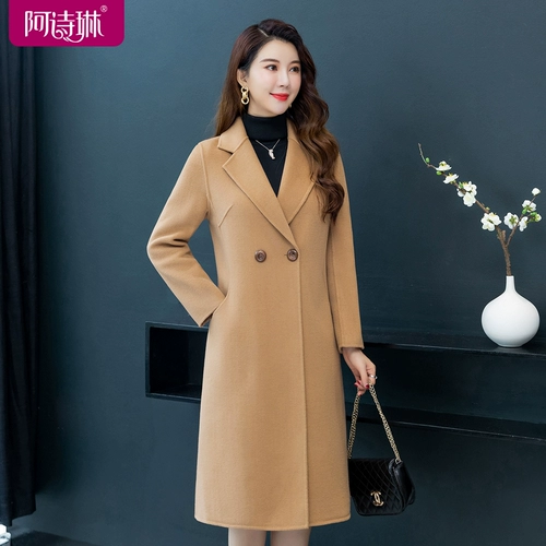 Двусторонное кашемировое демисезонное шерстяное пальто, куртка, пуховик для матери, в корейском стиле, средней длины