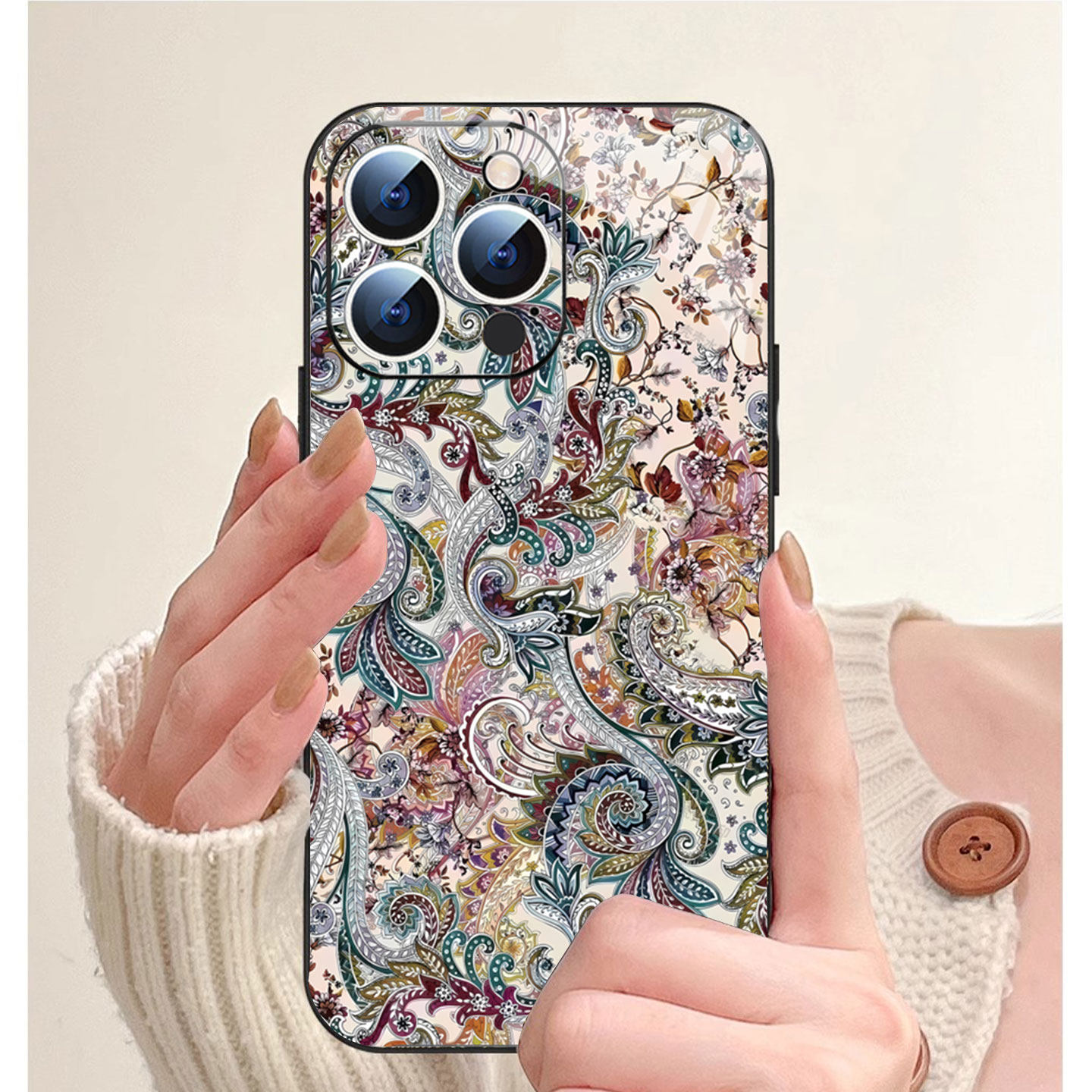 复古花纹适用苹果16promax手机壳新款iPhone15pro套14plus复古文艺ip13pm磁吸防摔12por全包11p带镜头膜女款