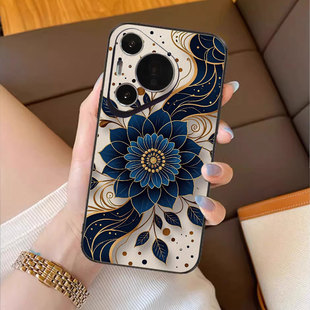 蓝金繁花适用华为pura80pro手机壳m60新款 mate70荣耀magic8女50复古p40高级感30奢华p70高级感nova14小众400