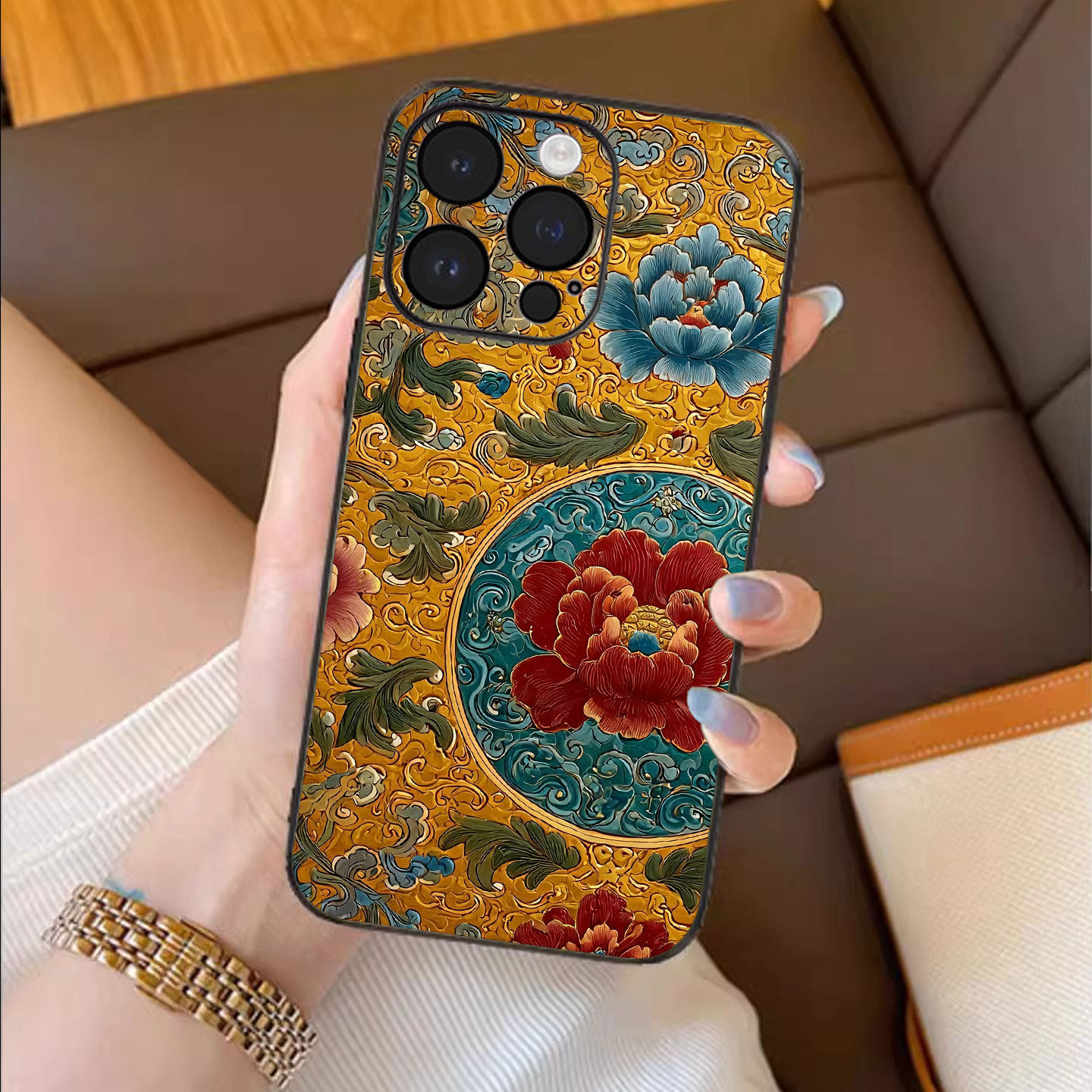 宫韵繁花适用苹果17promax手机壳新款iPhone16pro