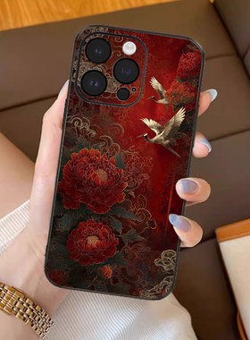 富贵同春适用苹果17promax手机壳新年款iPhone16pro套15plus红色喜庆ip13pm复古防摔12por全包11p带挂绳14女