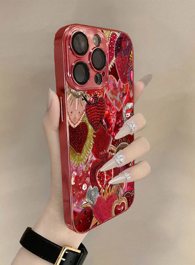 千禧绮情适用苹果17promax手机壳新年款iPhone16pro套15plus红色喜庆ip13pm硅胶防摔12por全包11p带挂绳14女