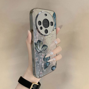 油画蓝蝶适用华为mate70pro手机壳m60新款 pura80荣耀magic7女50油画p40高级感30文艺p70复古nova14小众400