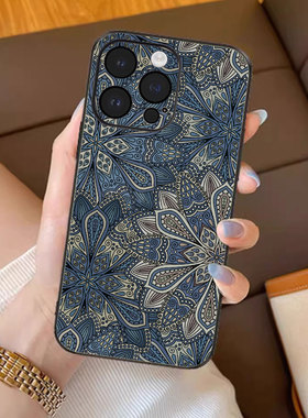 新中式图腾适用iPhone17苹果16promax手机壳新款15pro保护套14plus国风复古ip13pm硅胶防摔12por全包11男女款