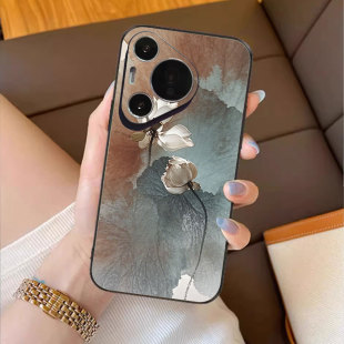 荷影清韵适用华为pura80pro手机壳70新款 p50高级感p40油画p30pro禅50唯美mate60小众40 p70ultra中国风p60女款