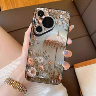 花伞叙旧适用华为pura80pro手机壳m60新款 mate70荣耀magic8女50国潮p40高级感30复古风p70宫廷7nova14小众400