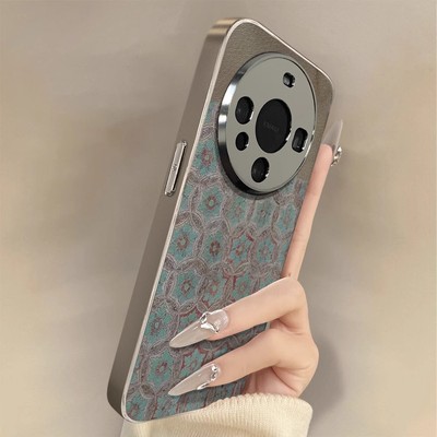 敦煌花纹适用华为mate70手机壳mate60pro新款pura70ultra电镀p50e全包60防摔小羊皮30创意高级感国风个性男女