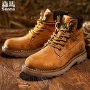 森马马丁靴男秋冬加绒高帮鞋 大黄靴英伦风 男保暖短靴复古靴子工装
