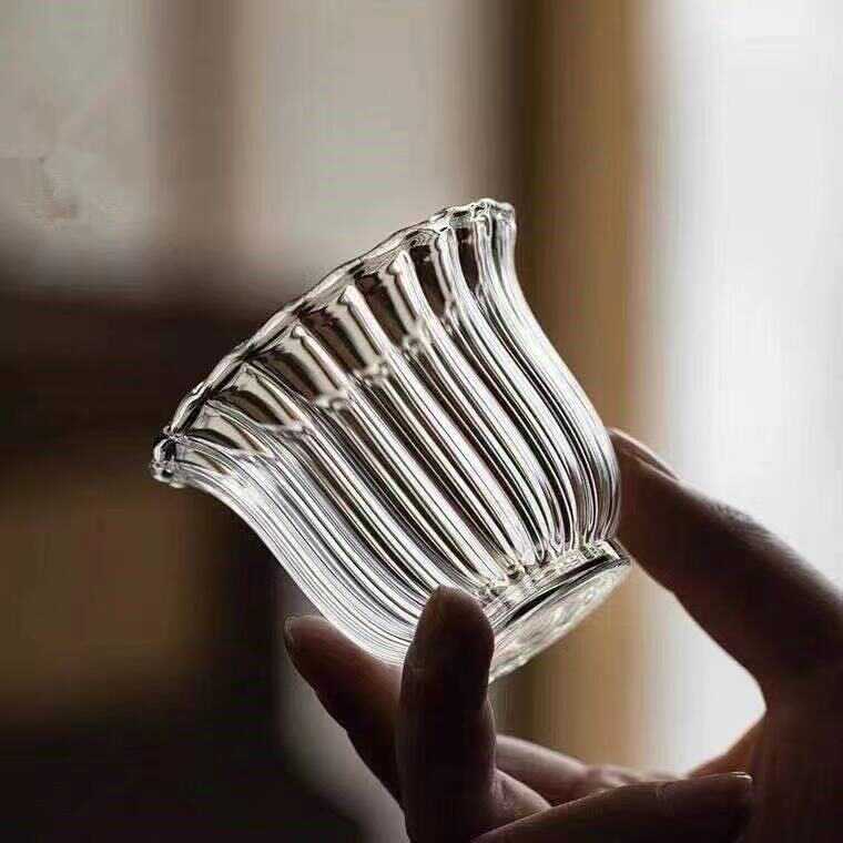 浅茗轩花瓣玻璃品茗杯主人杯透明品杯耐热加厚个人单杯功夫茶具