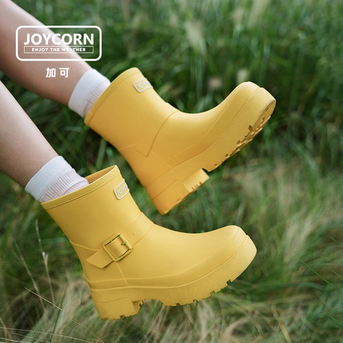 Joycorn厚底短筒雨靴女户外雨鞋