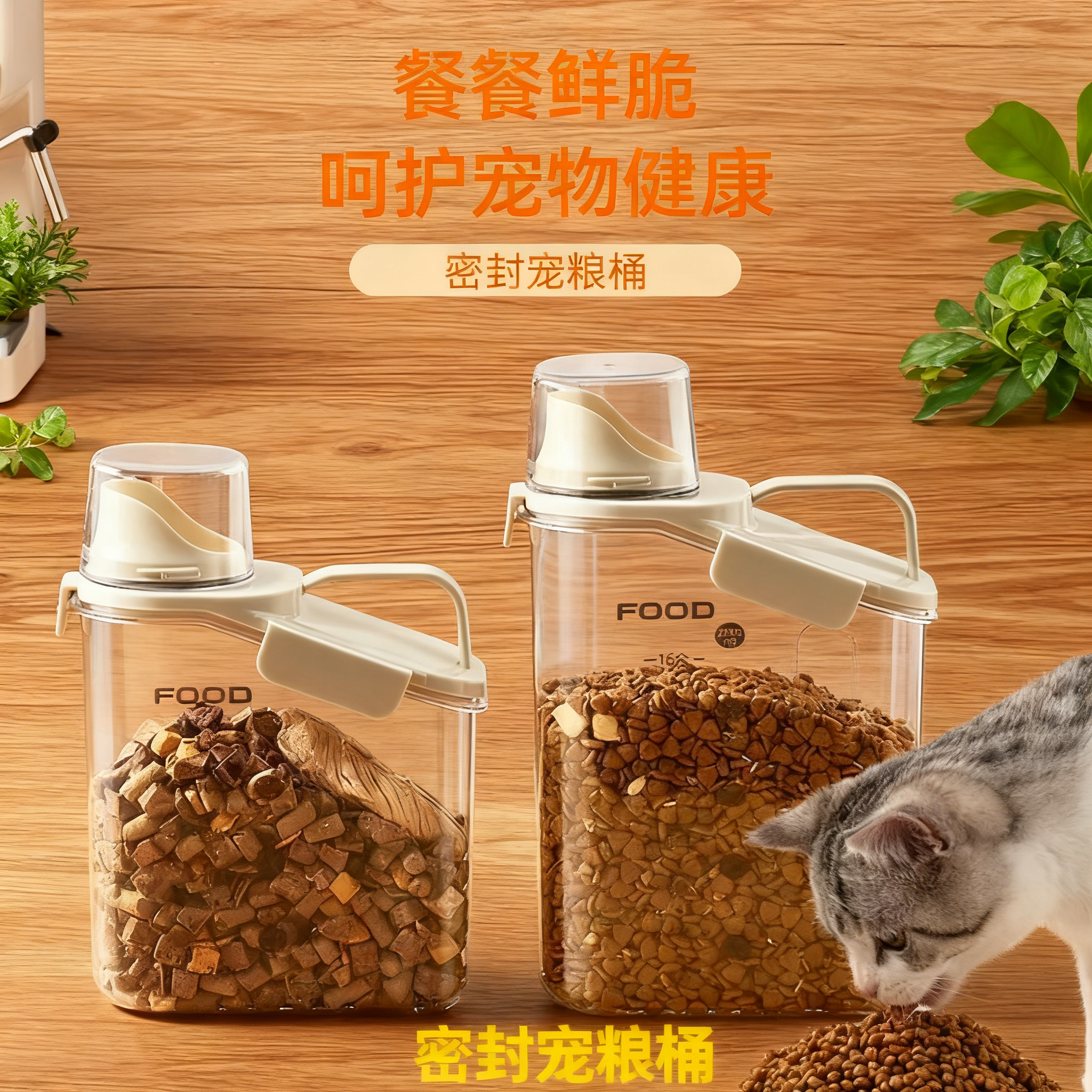 猫粮储存桶狗粮密封桶防潮真空储粮桶家用宠物冻干粮储存桶家用罐