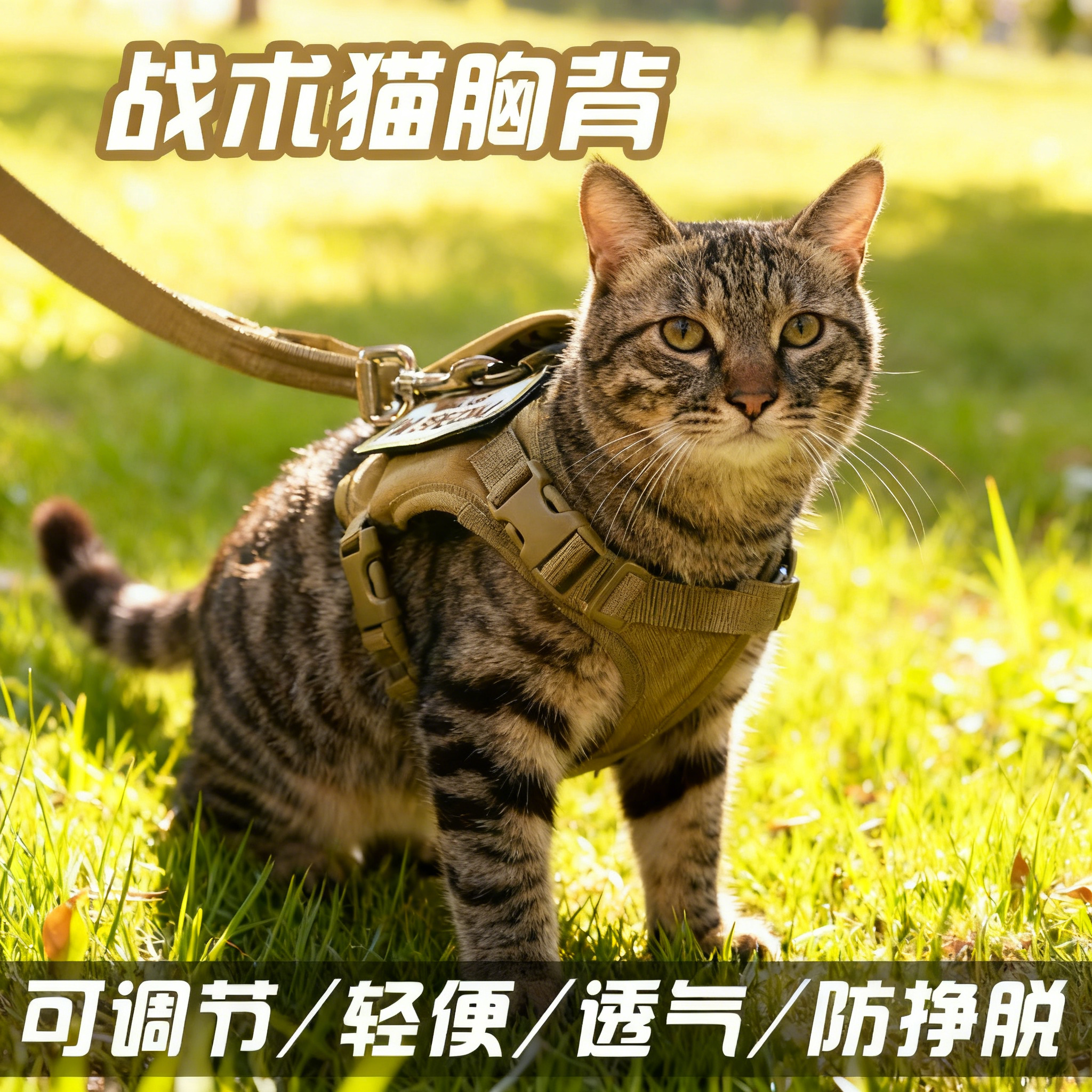 猫咪背心式防挣脱可调牵引背带